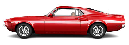 Red muscle car on a white background illustration megapixl clip art