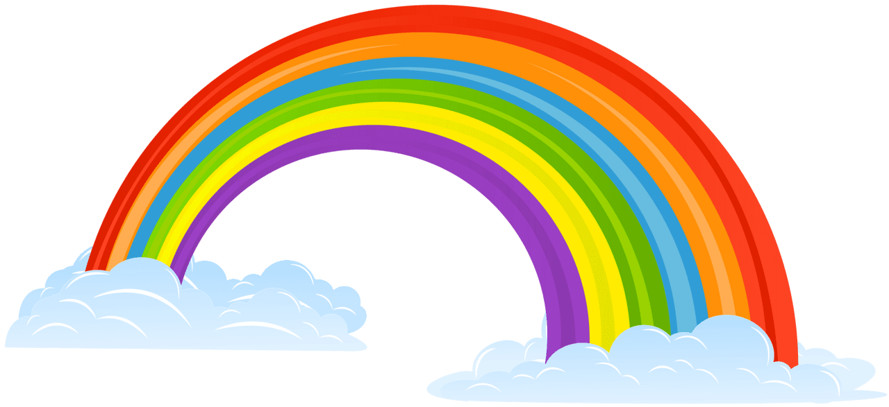 Rainbow ra bow with clouds clipart image