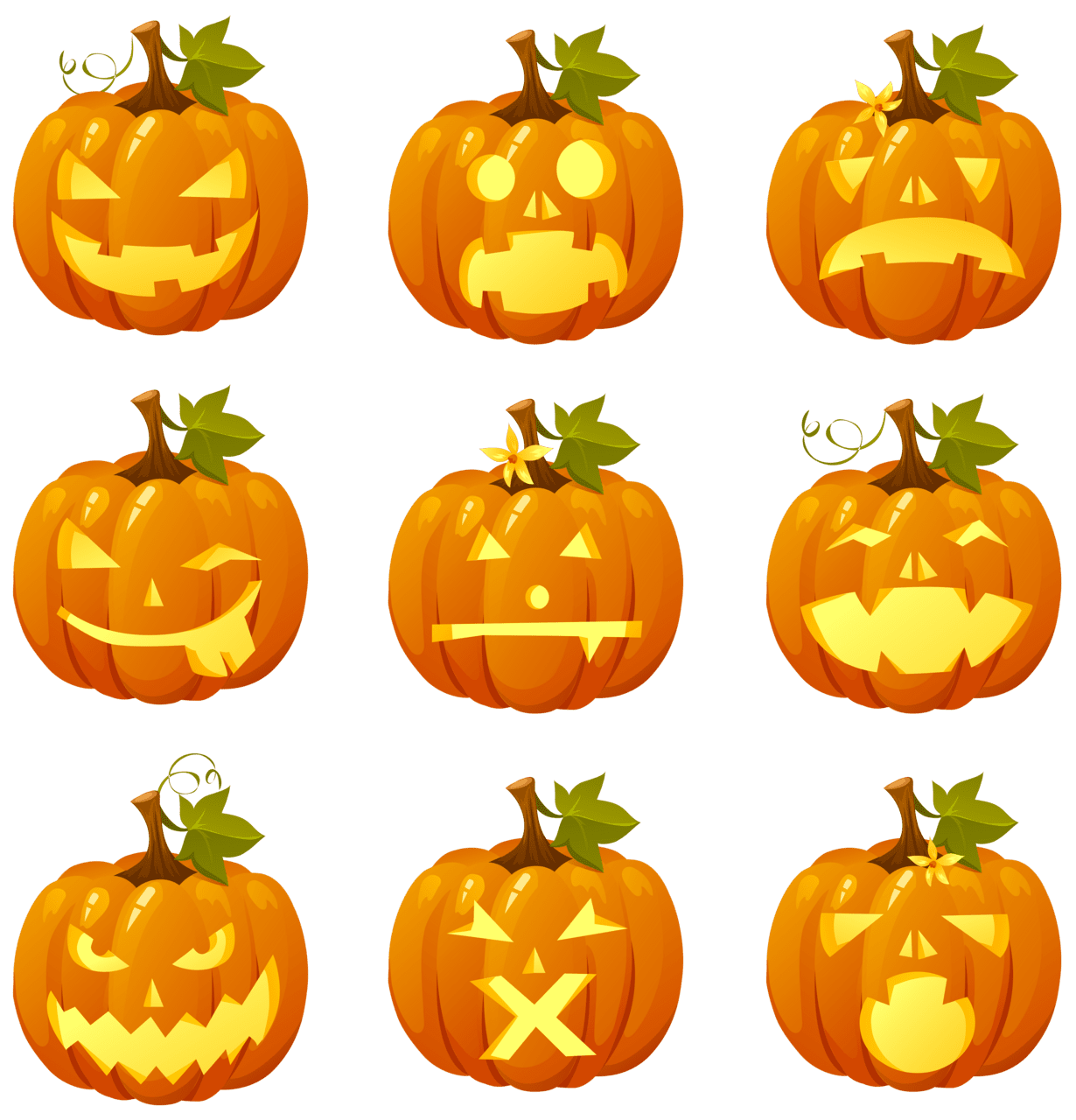 Halloween pumpkin smiles collection clipart free