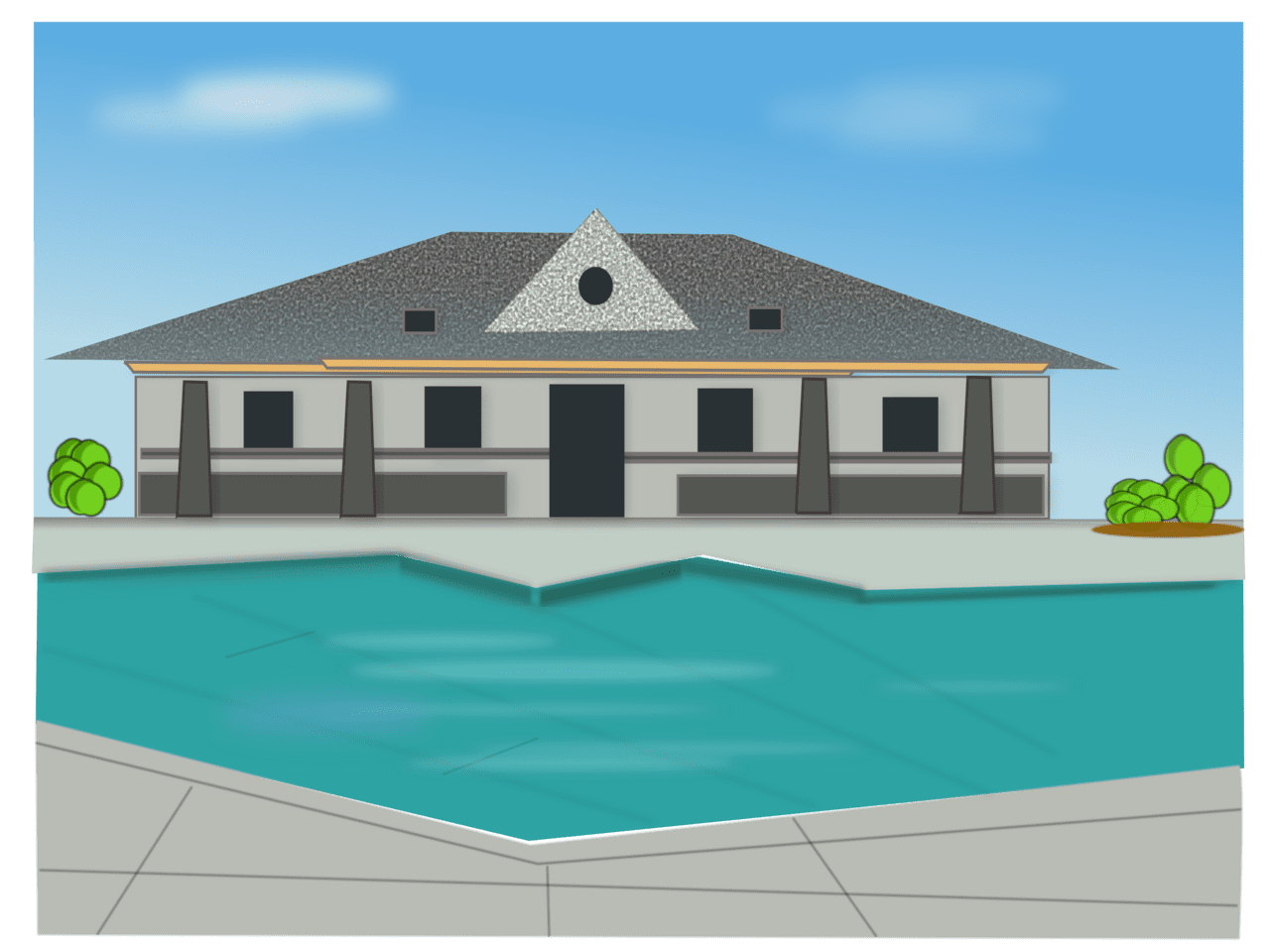 Poolside villa by netalloy real estate clipart in openclipart building house pool installation exclusive plan image