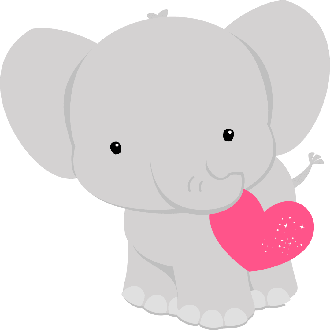 Elephant baby showers applique clipart transparent