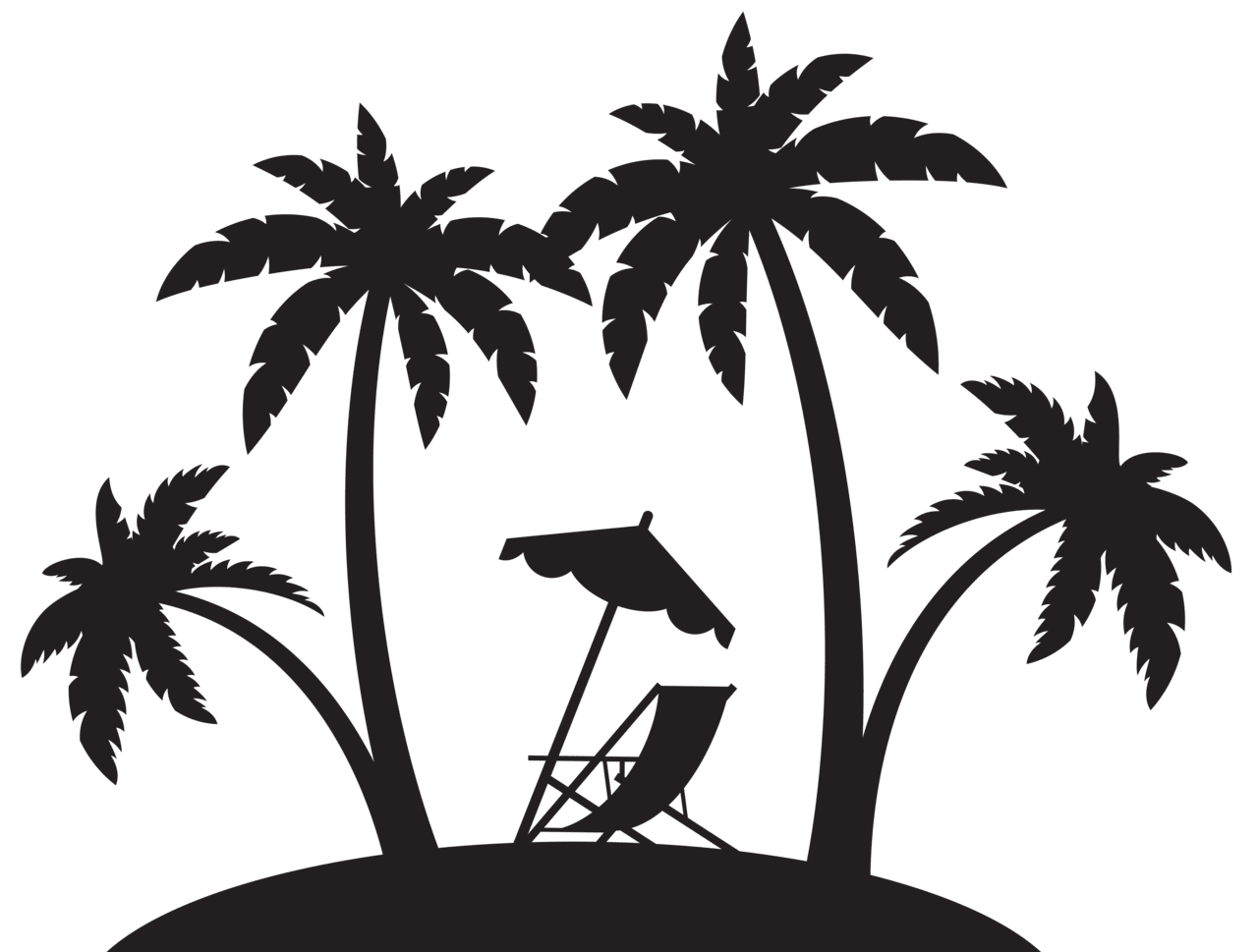 Palms and beach chair silhouette clipart clip art