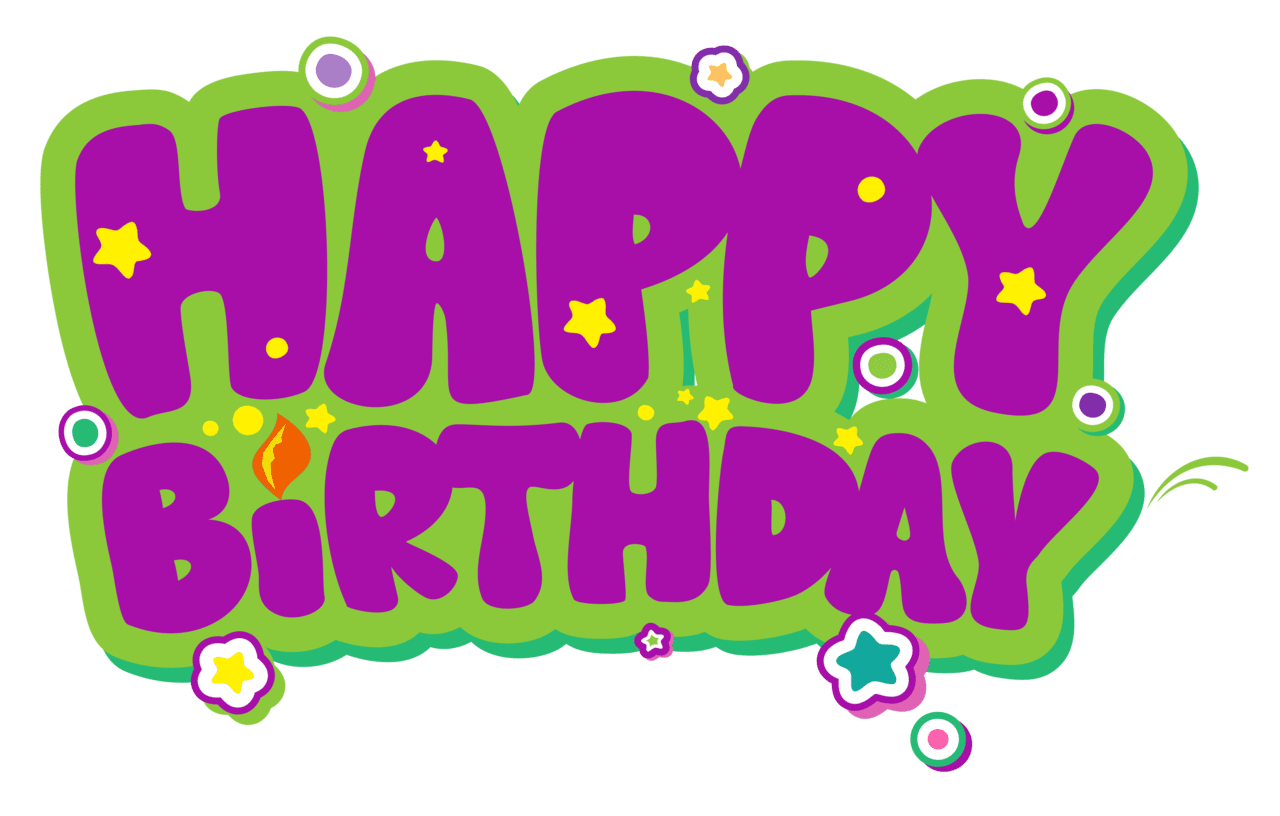 Purple and green happy birthday clipart picture