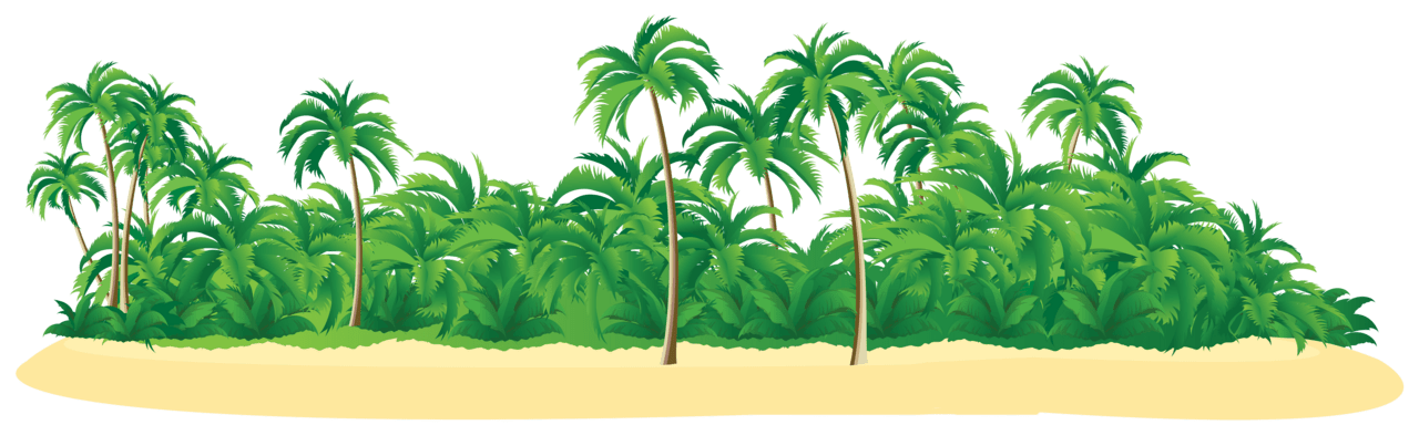 Summer tropical island with palm trees clipart image