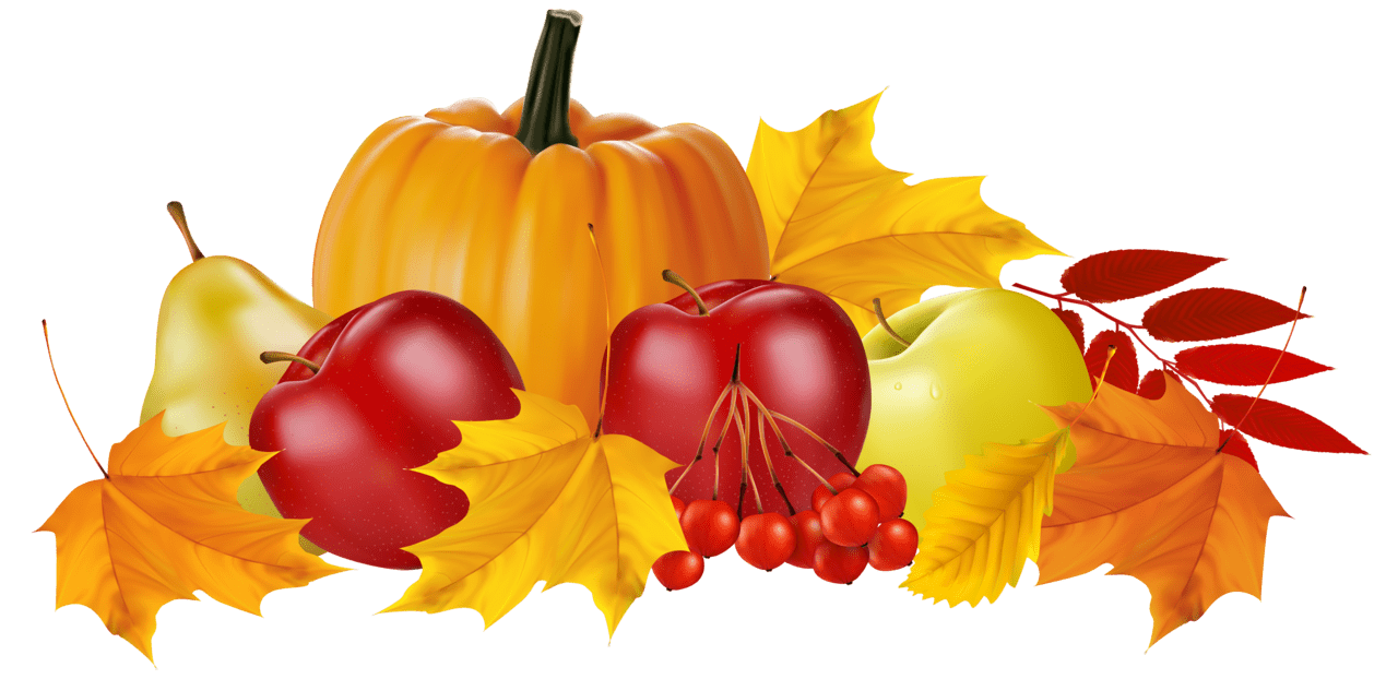 Autumn pumpkin and fruits clipart image