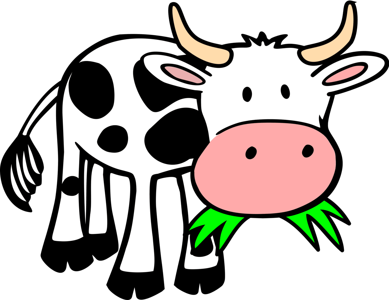 Grass eating cow clipart picture