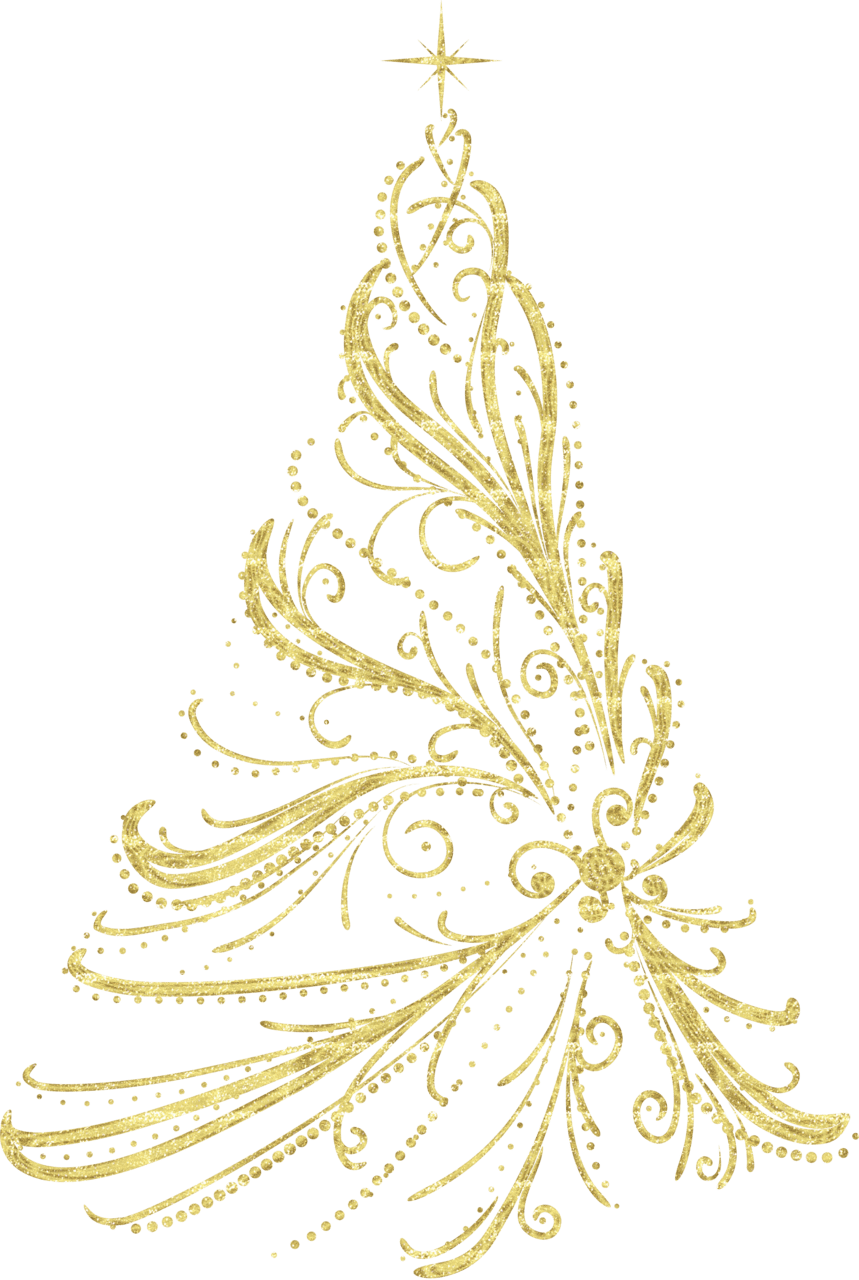 Golden decorative christmas tree clipart clip art