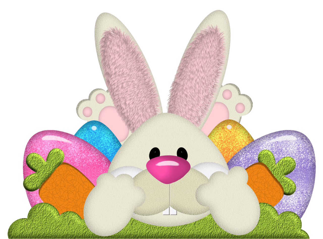 Easter bunny with eggs clipart vector