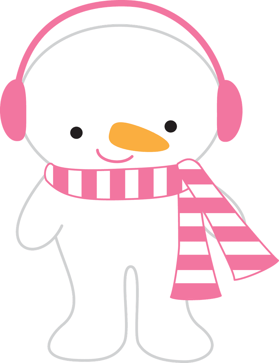 Minus say hello christmas prints cute snowman pink clipart background 2