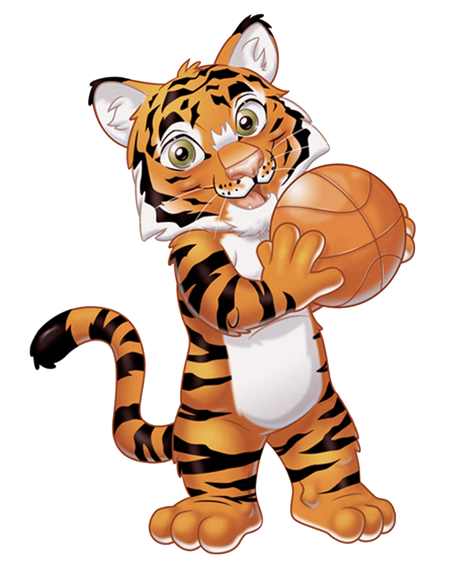 Basketball tiger painting baby tigers cartoon clipart vector