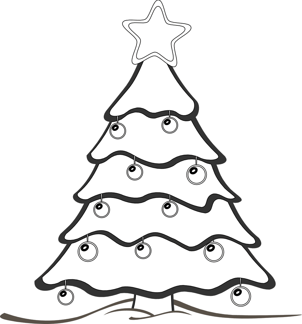 Xmas tree clipart black and white draw christmas clipartmax background