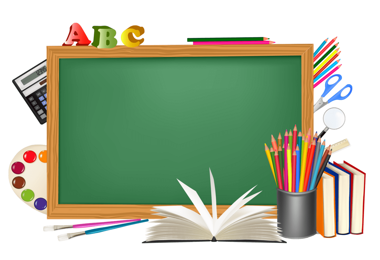 Pencil green school board and decors picture clipart