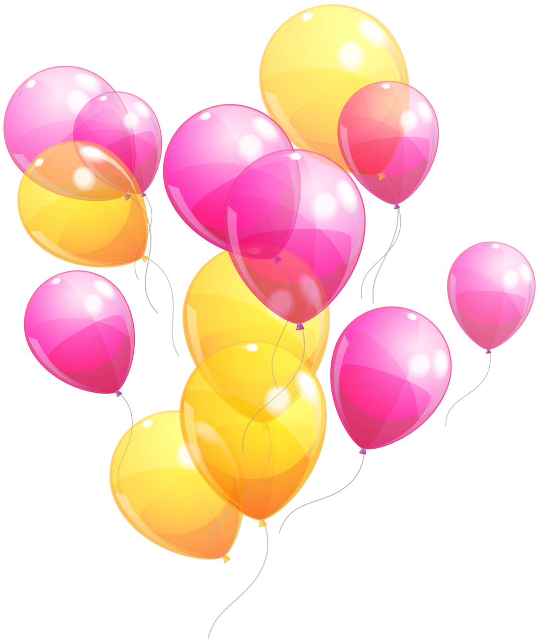 Pink and yellow balloon bunch clipart image