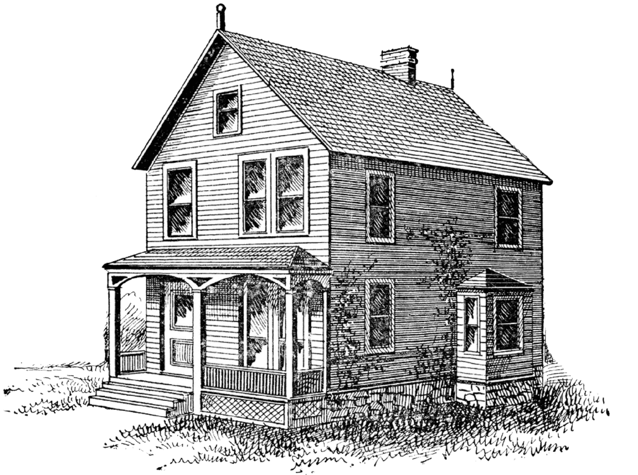 Old farm house digital stamps drawing clipart photo