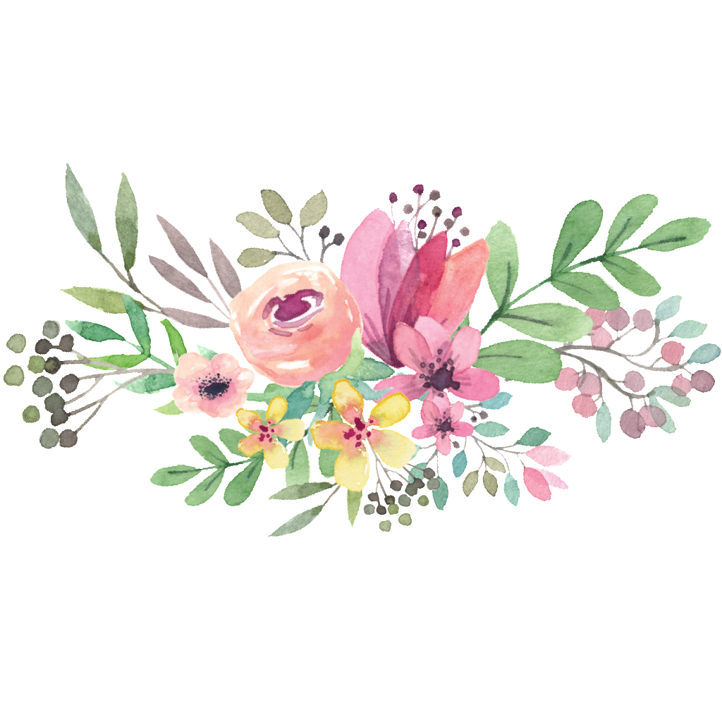 Watercolor flowers picture background clipart