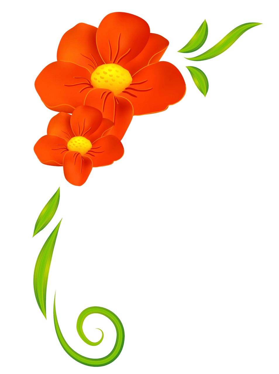 Flowers orange borders clipart flower border vector