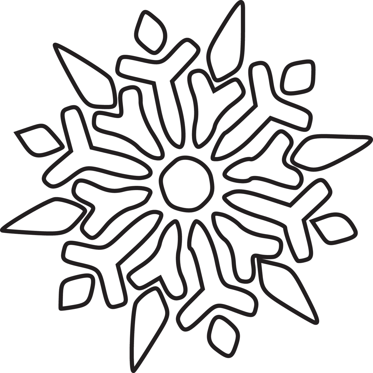 Snowflake fine line drawing in clipart image