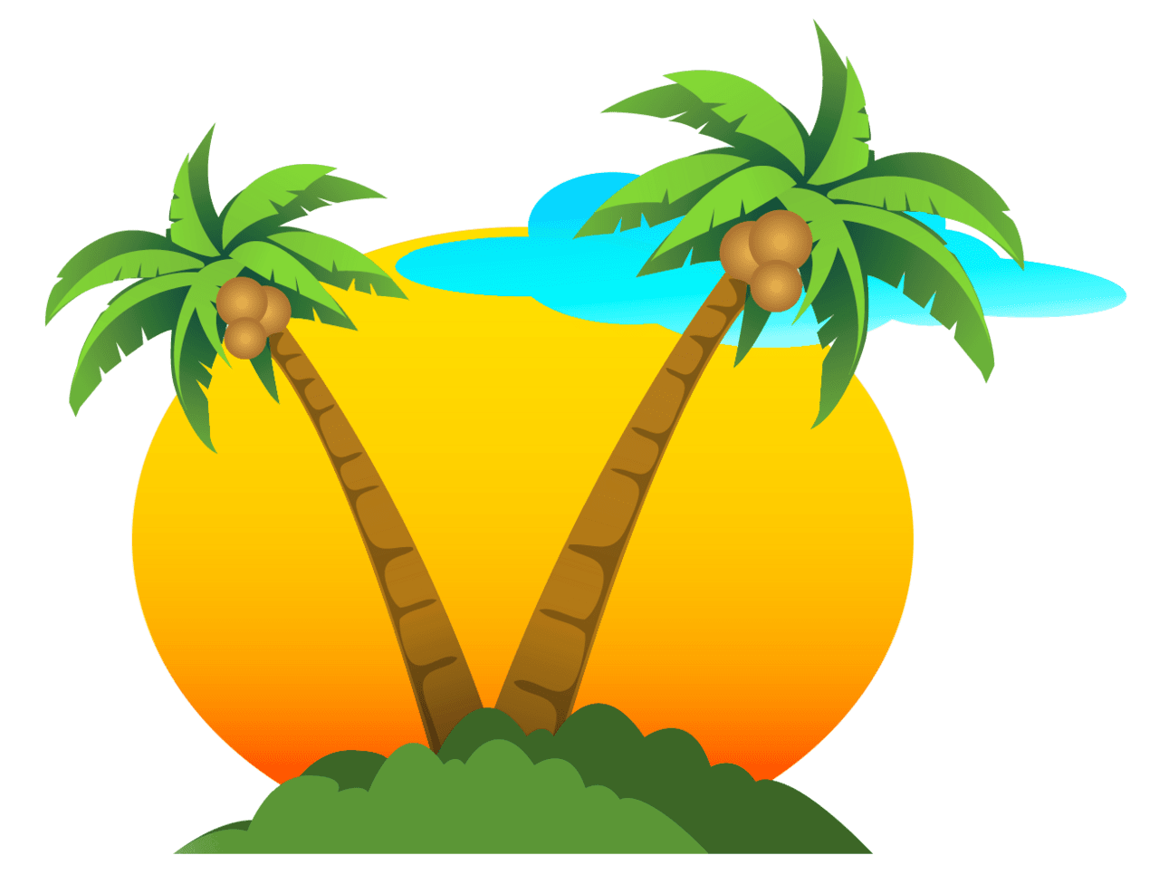 Palms and sun vector clipart