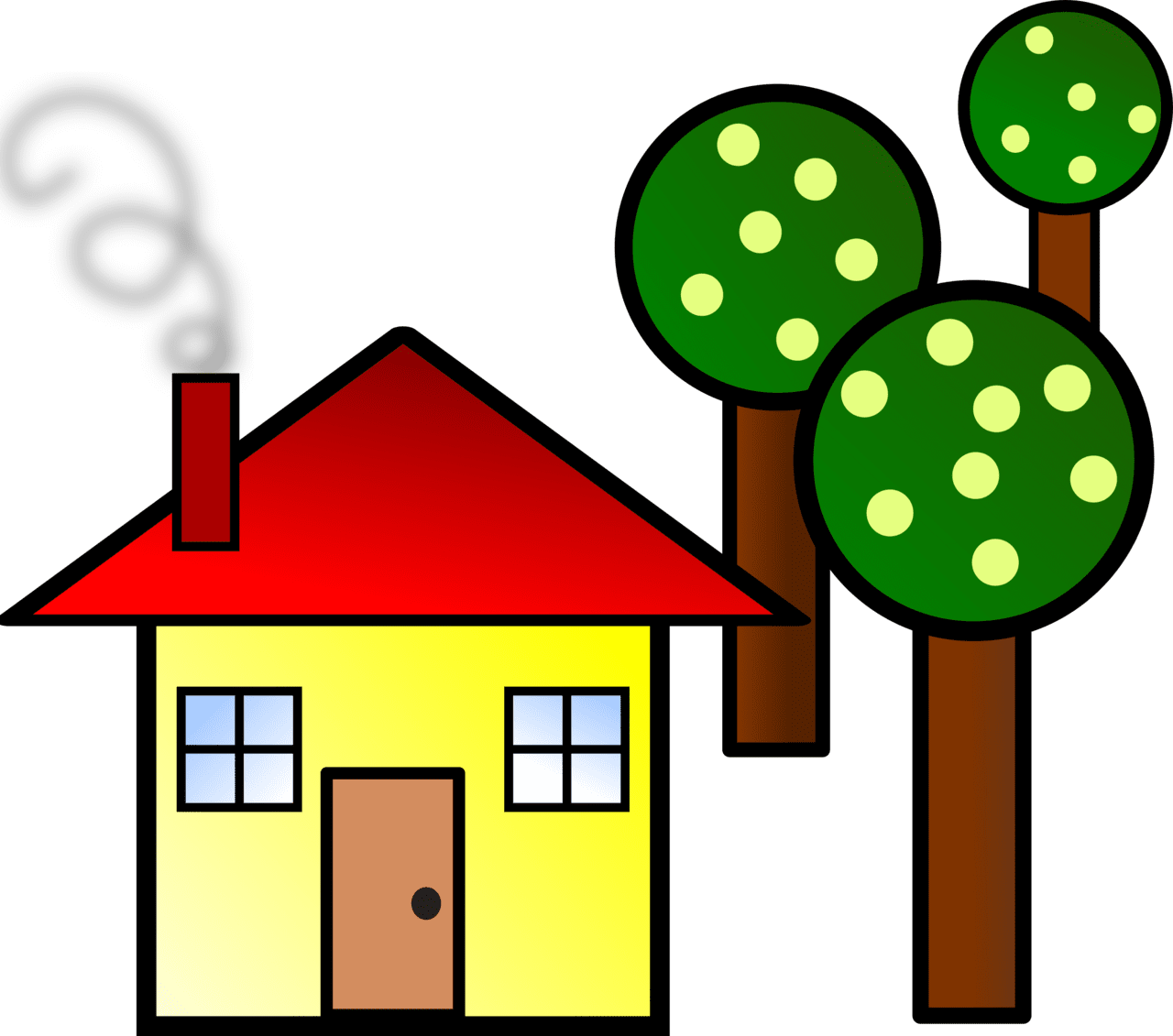 House with trees clipart photo