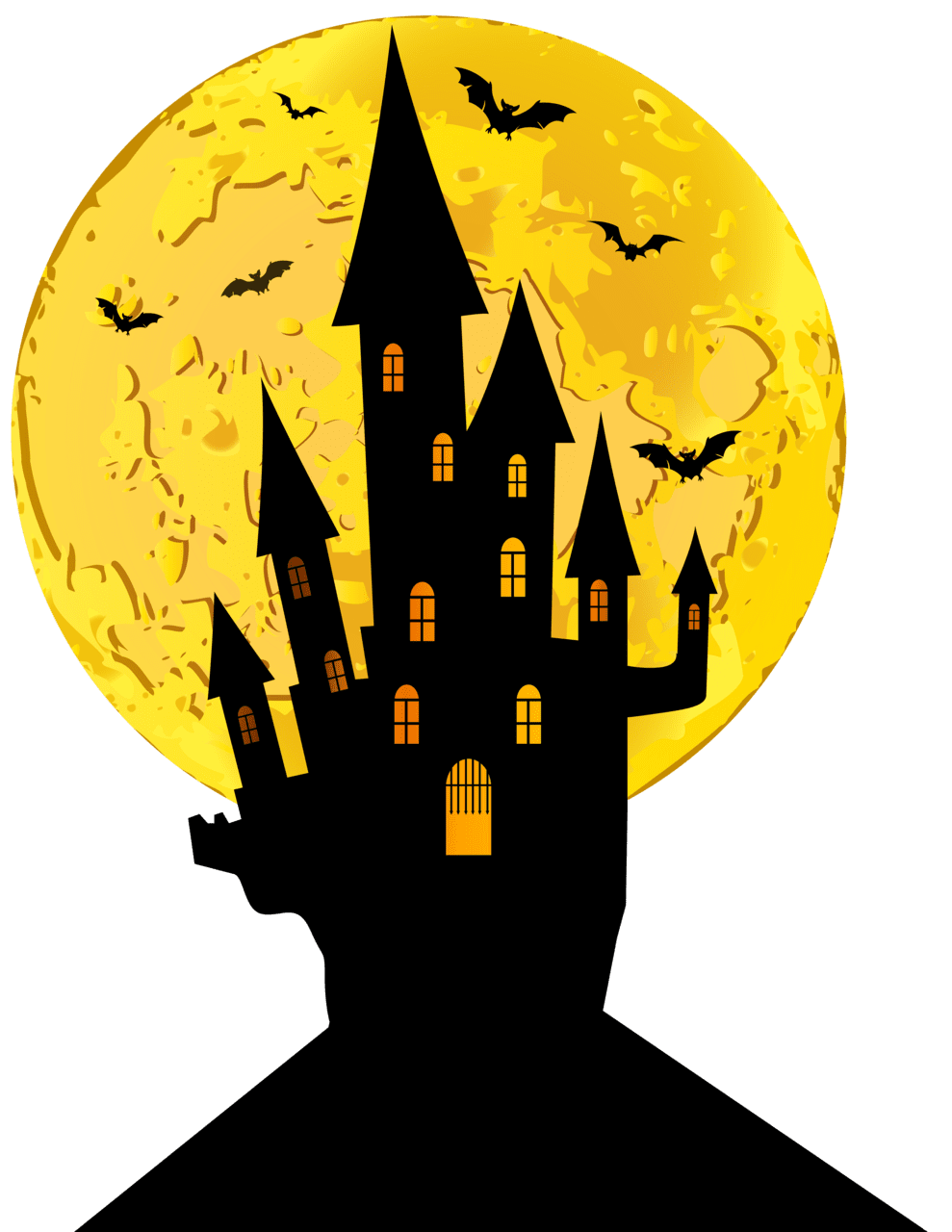 Halloween castle and moon clipart image