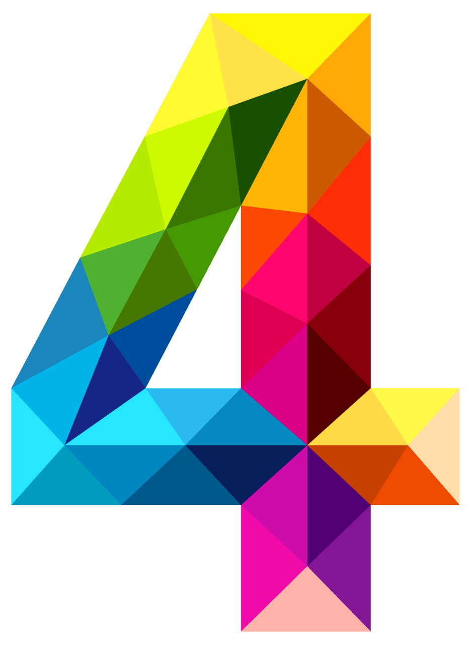 Rainbow colourful triangles number four clipart image