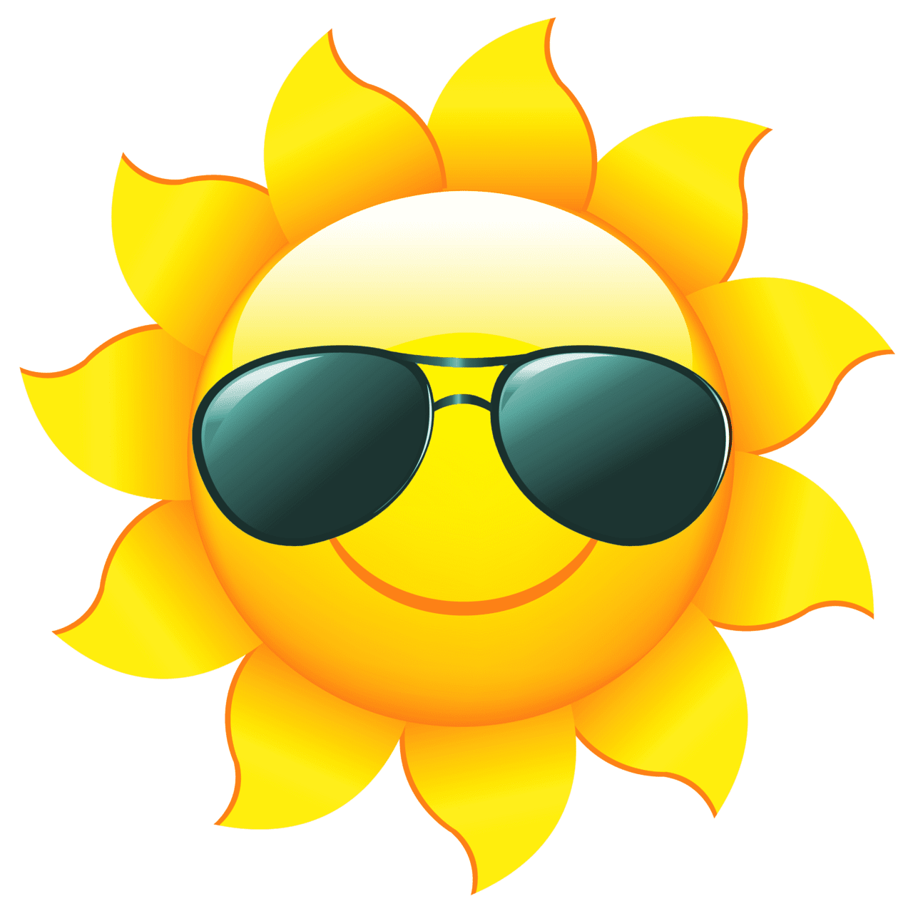 Sun with sunglasses summer background clipart