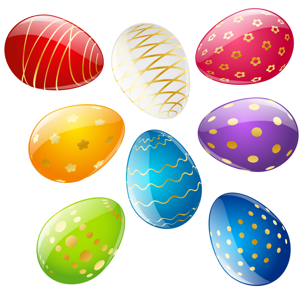 Easter deco eggs set clipart transparent