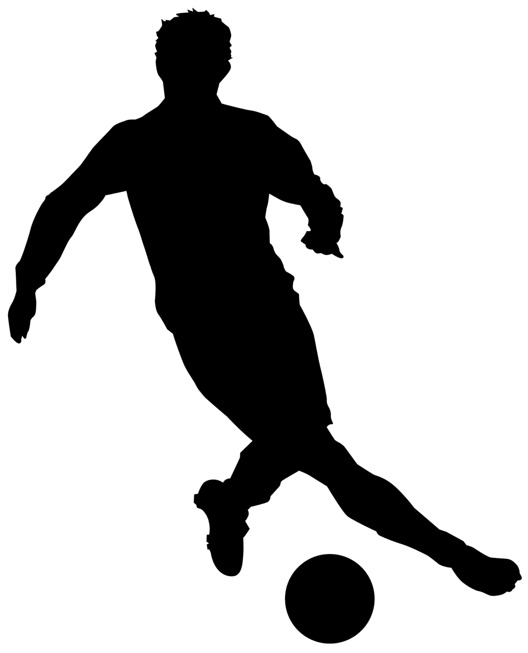 Football player silhouette clipart image