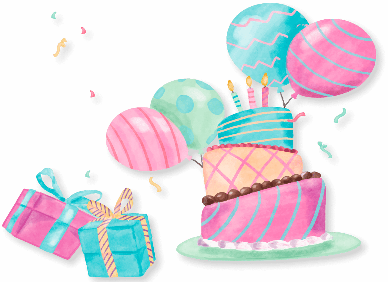 Abstract happy birthday cake balloon clipart picture