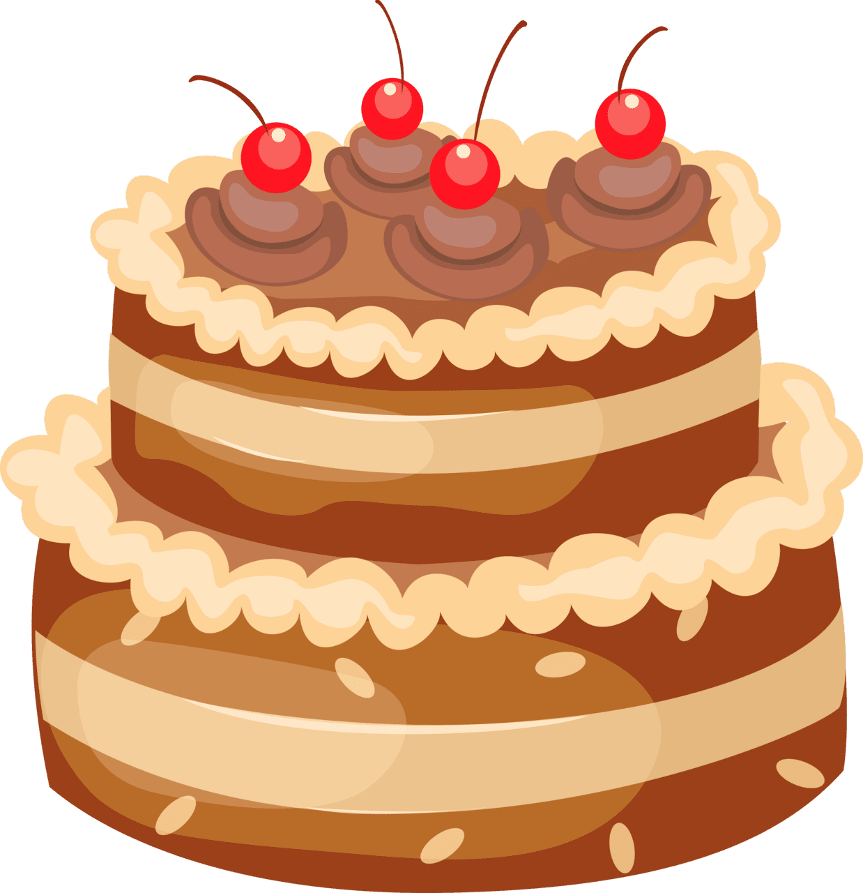 Birthday cake chocolate with cherries large clipart image