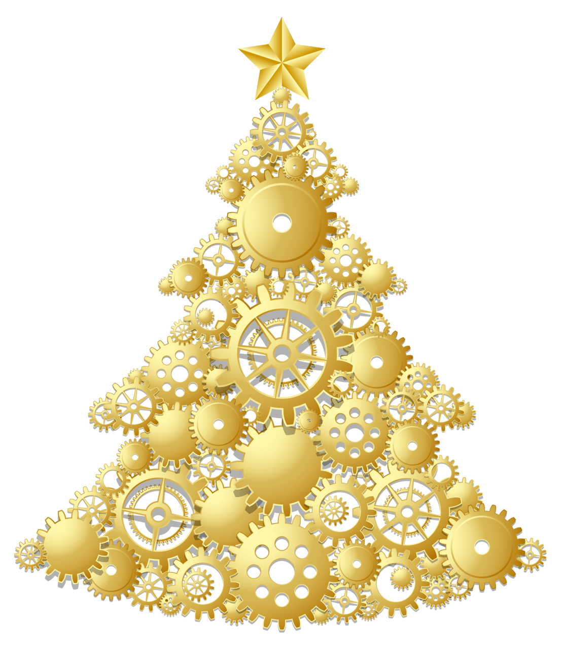 Gold steampunk christmas tree clipart vector