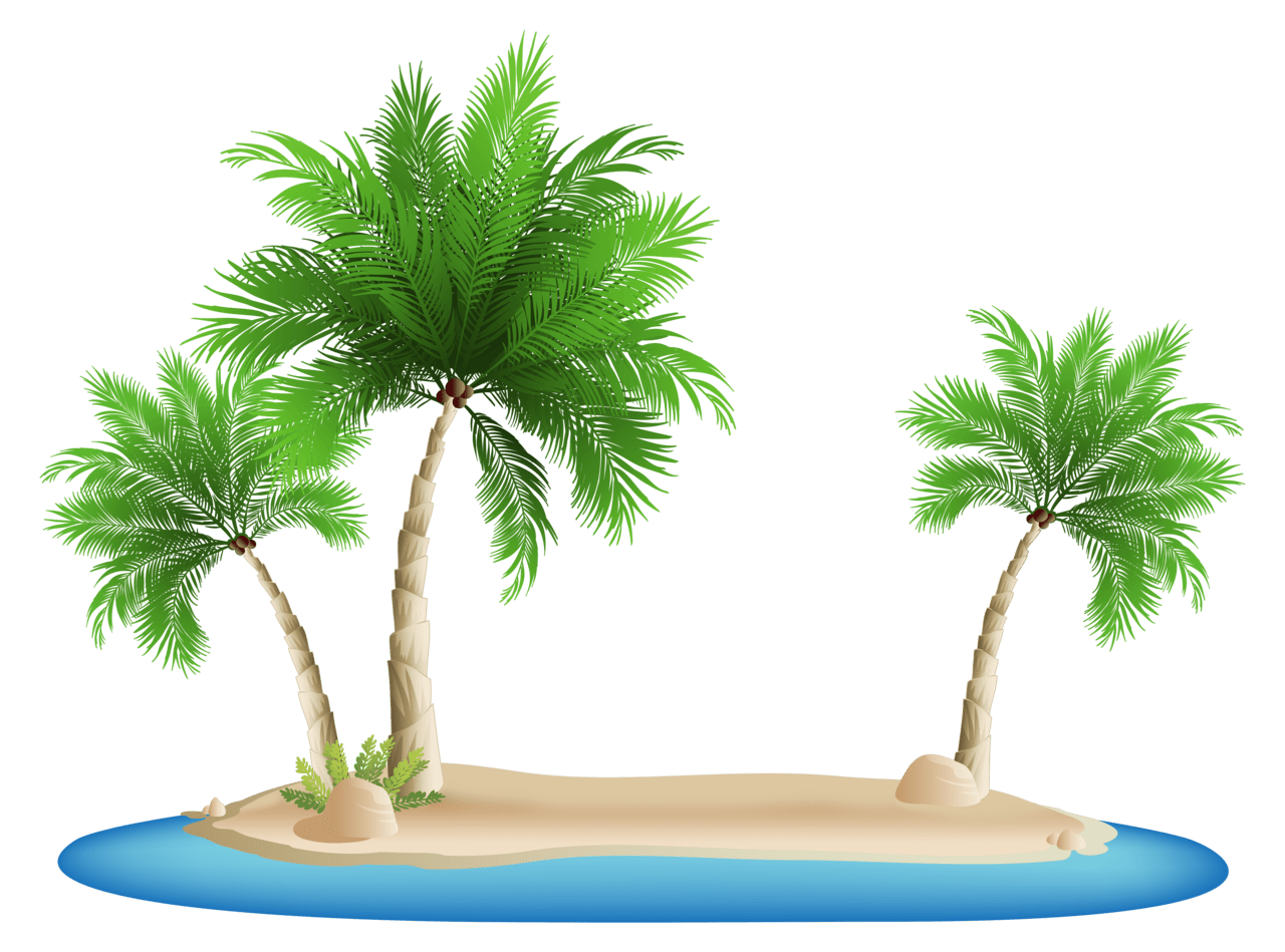 Beach palm trees island clipart image