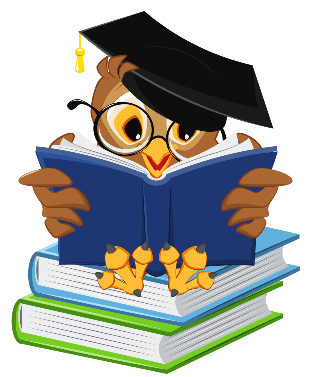 Owl with school book clipart picture