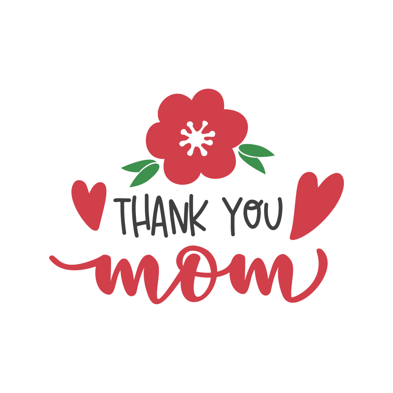 Thank you mom cut with flowers and hearts clipart clip art