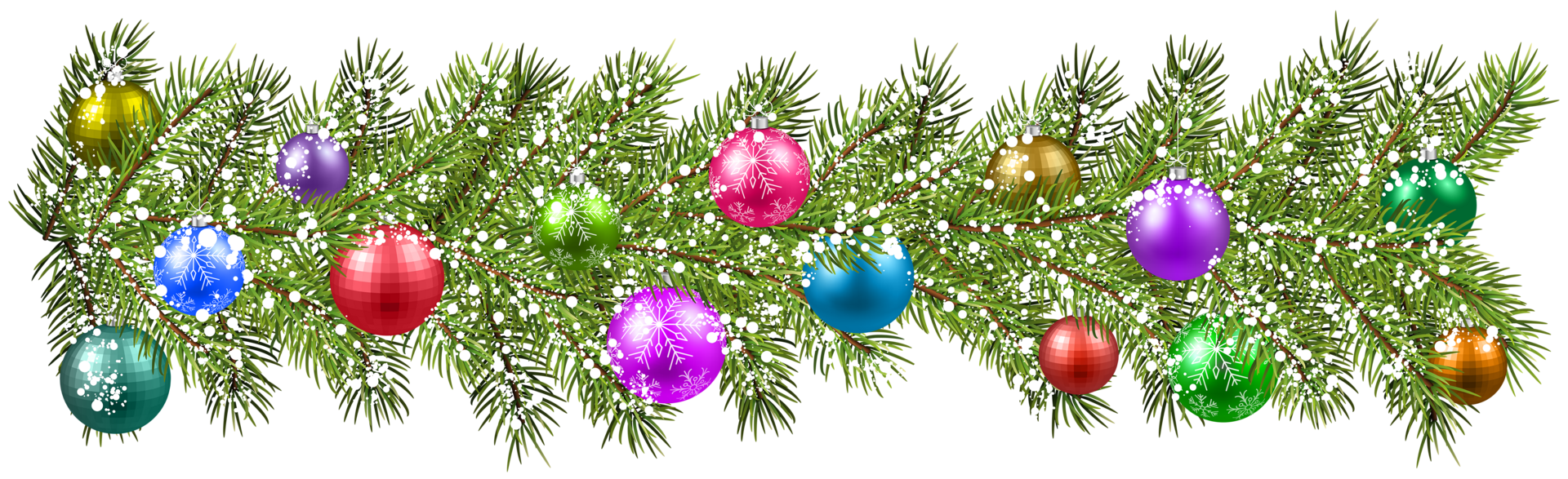 Christmas pine branches and balls clipart image