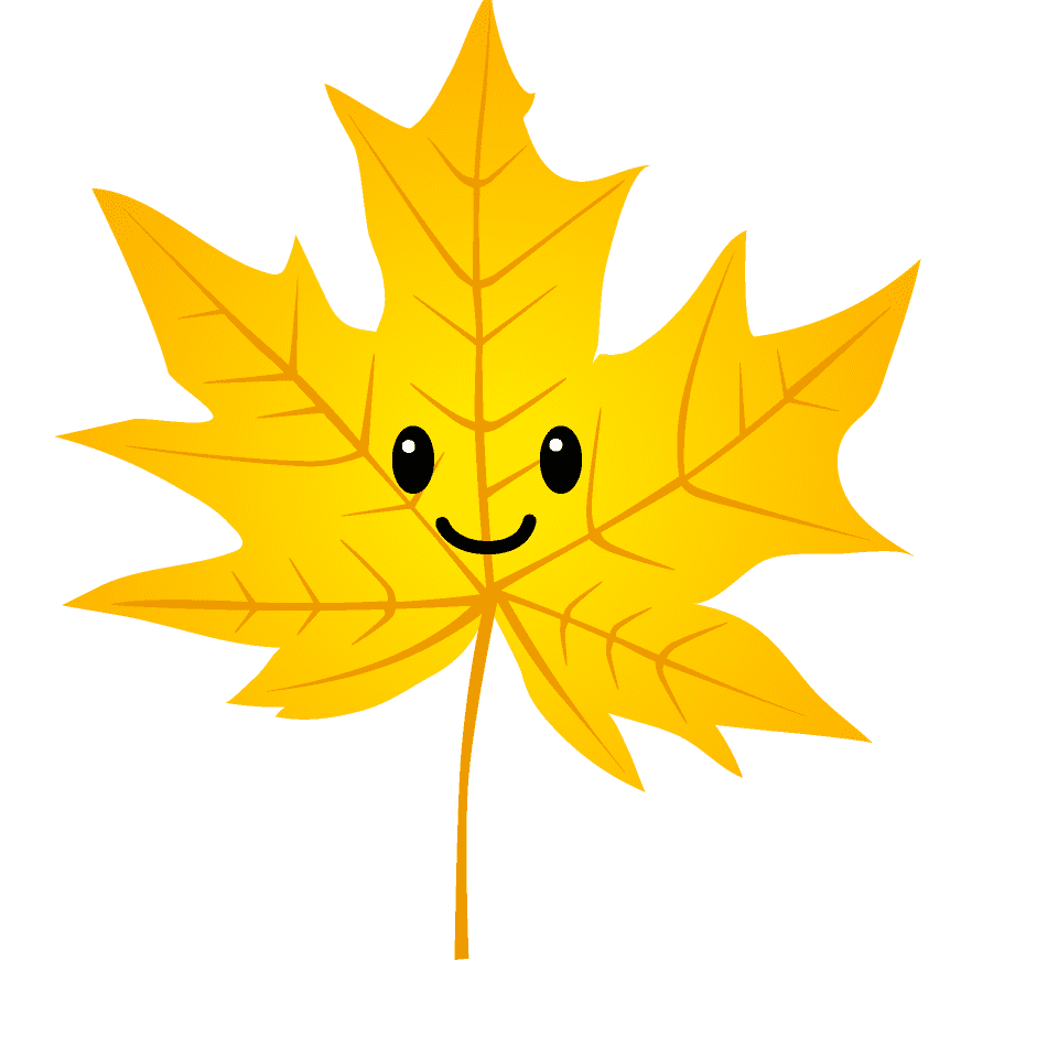 Fall cute yellow maple leaf picture illustoon blue flower wreath clipart