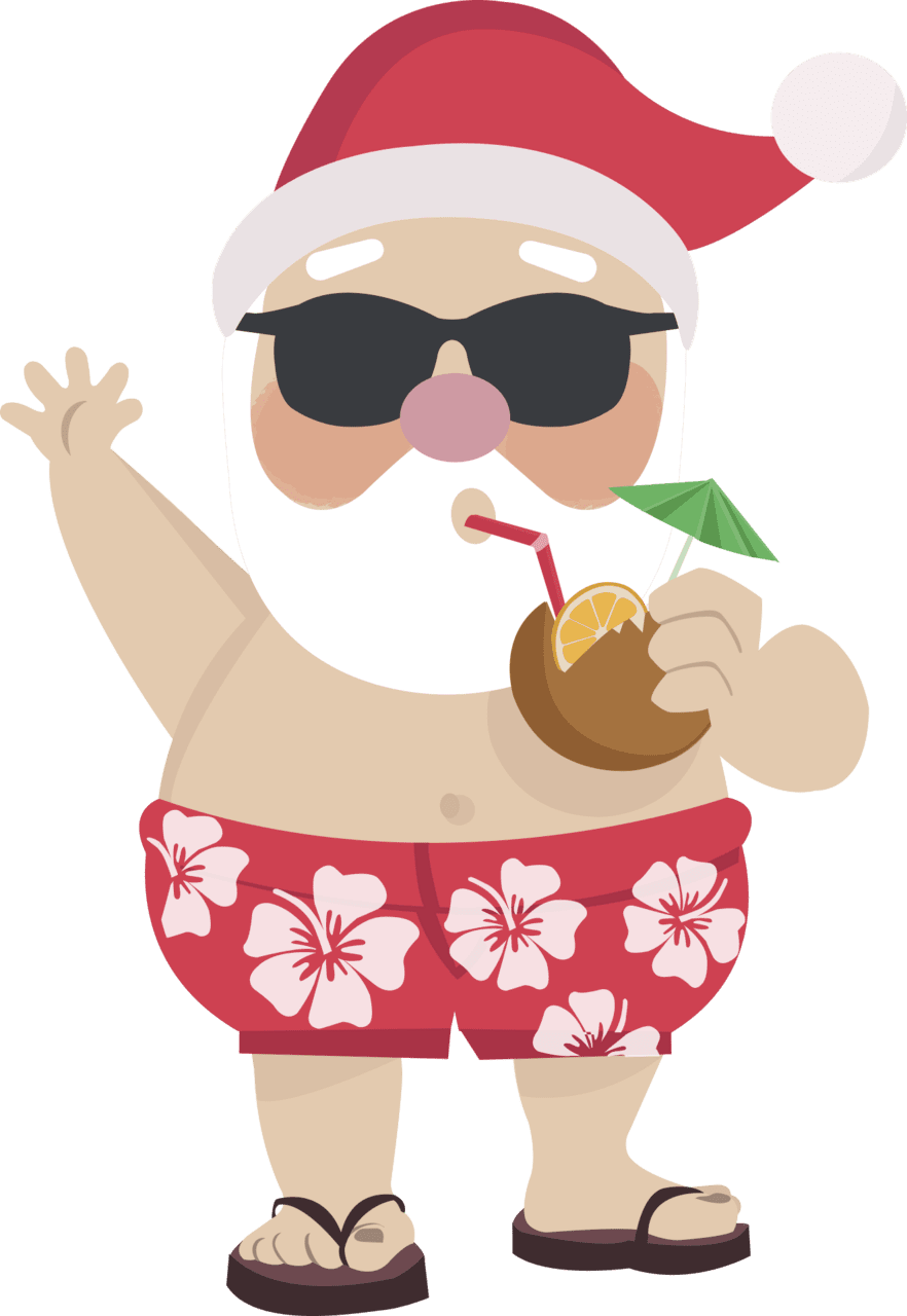 Summer wearing claus santa pants clipart free