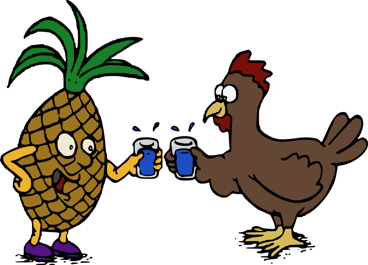 Pineapple and chicken clipart vector image