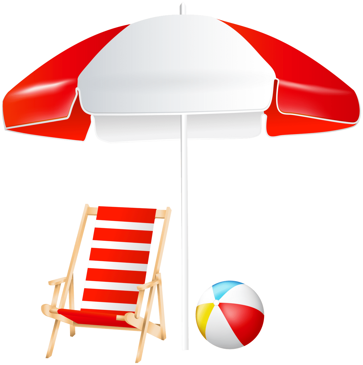 Beach umbrella chair and ball clipart image