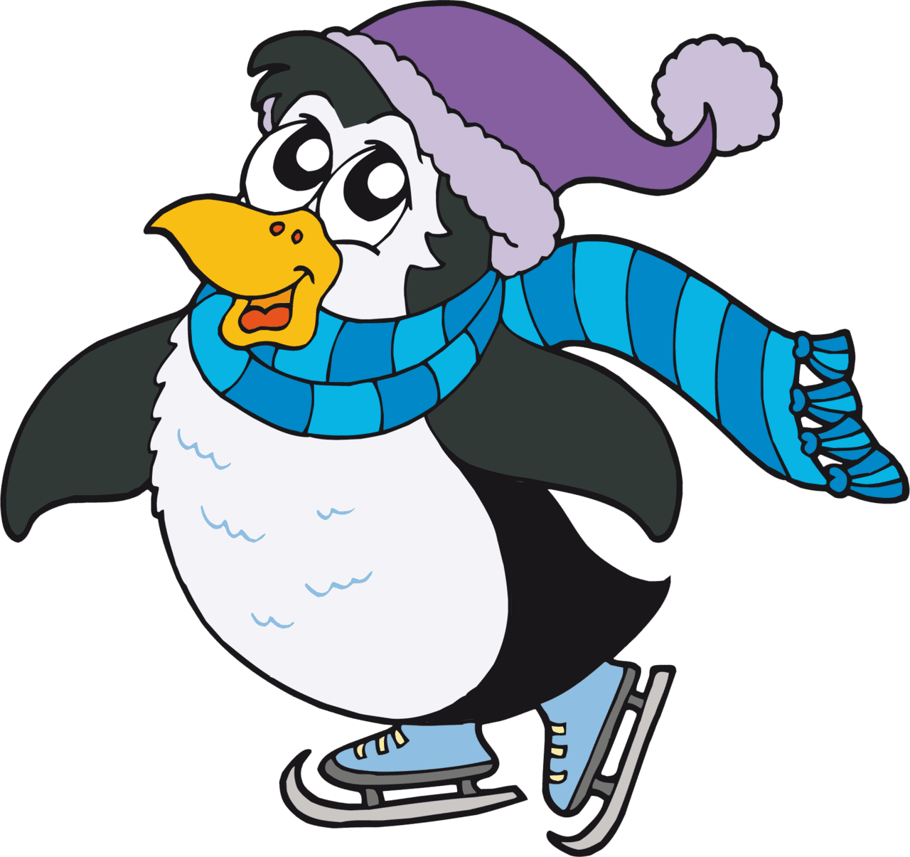 Duck cute pengu skat cartoon clipart logo