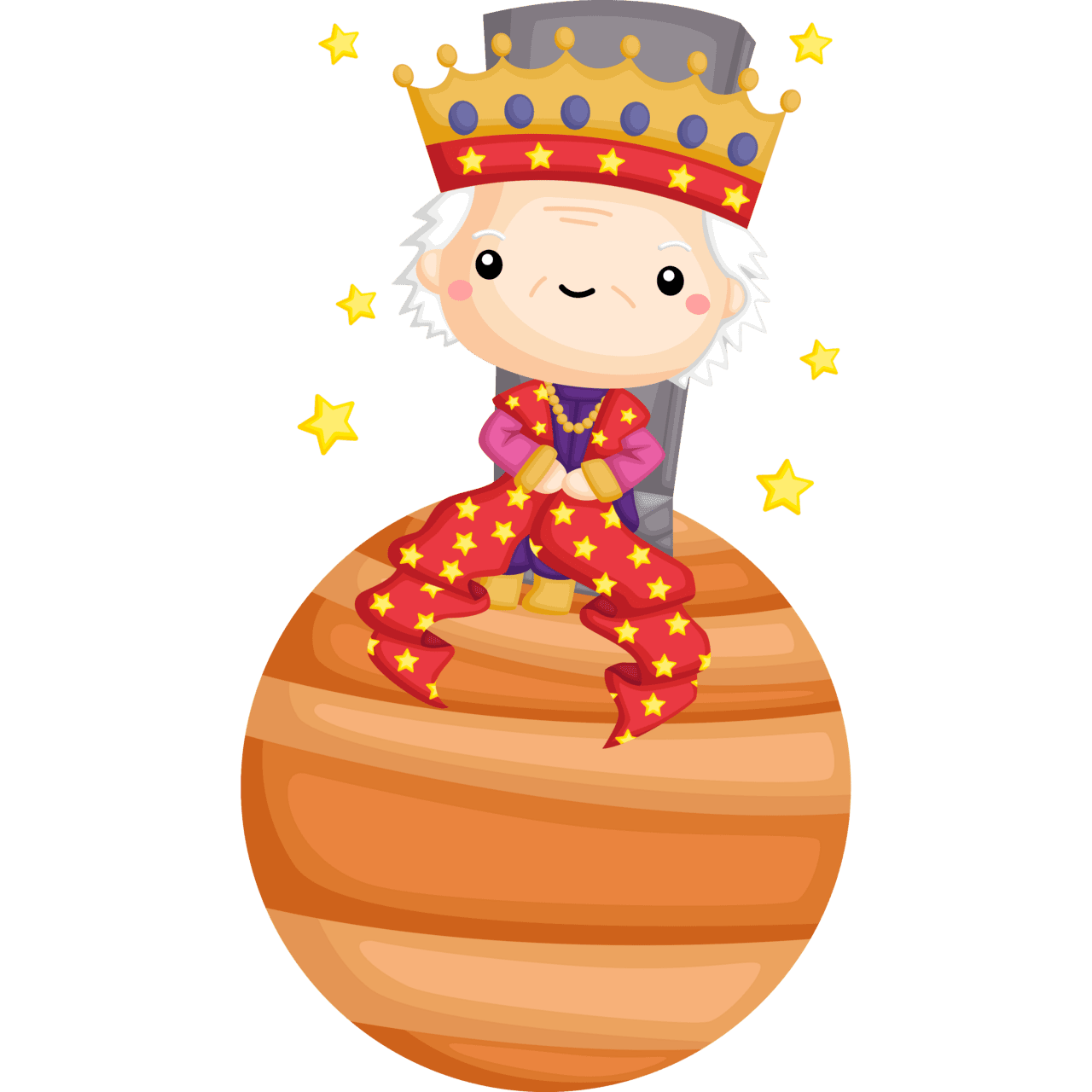 Cartoon character planet with crown and star clipart clip art