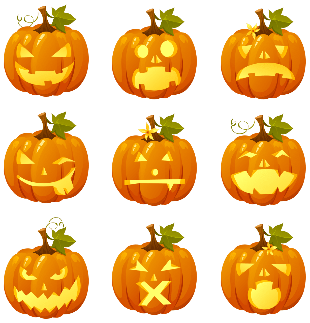 Halloween pumpkin smiles collection clipart photo