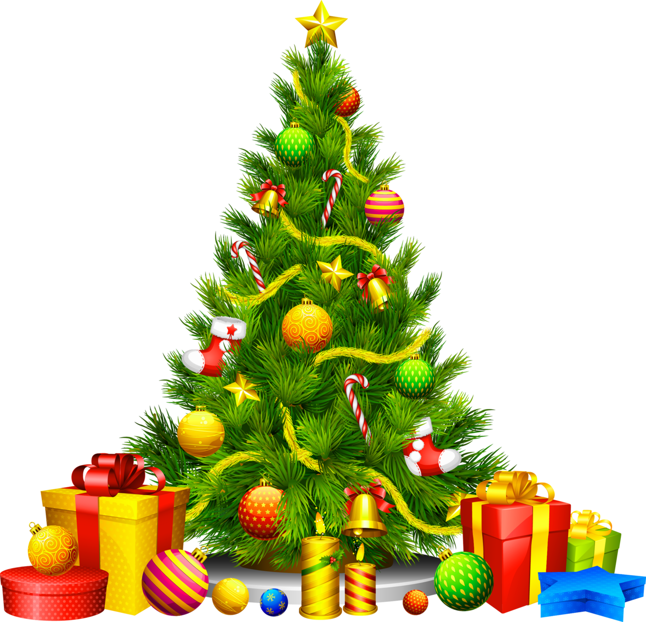 Large christmas tree with presents clipart clip art