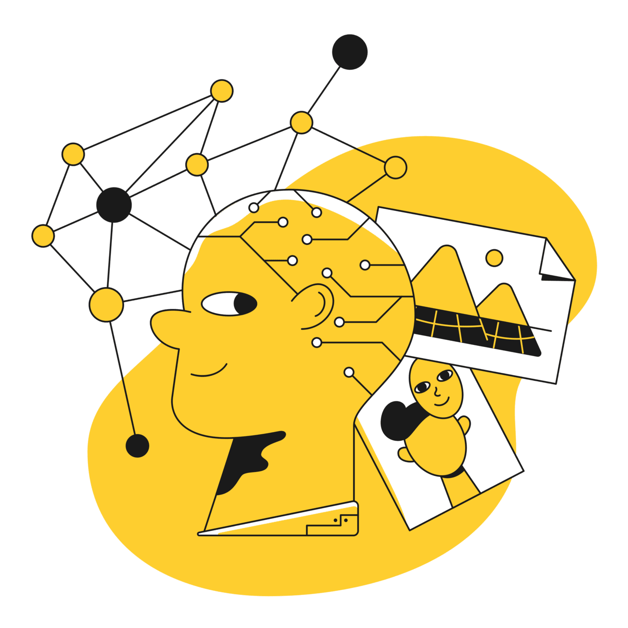 Brain visual neural network clipart free