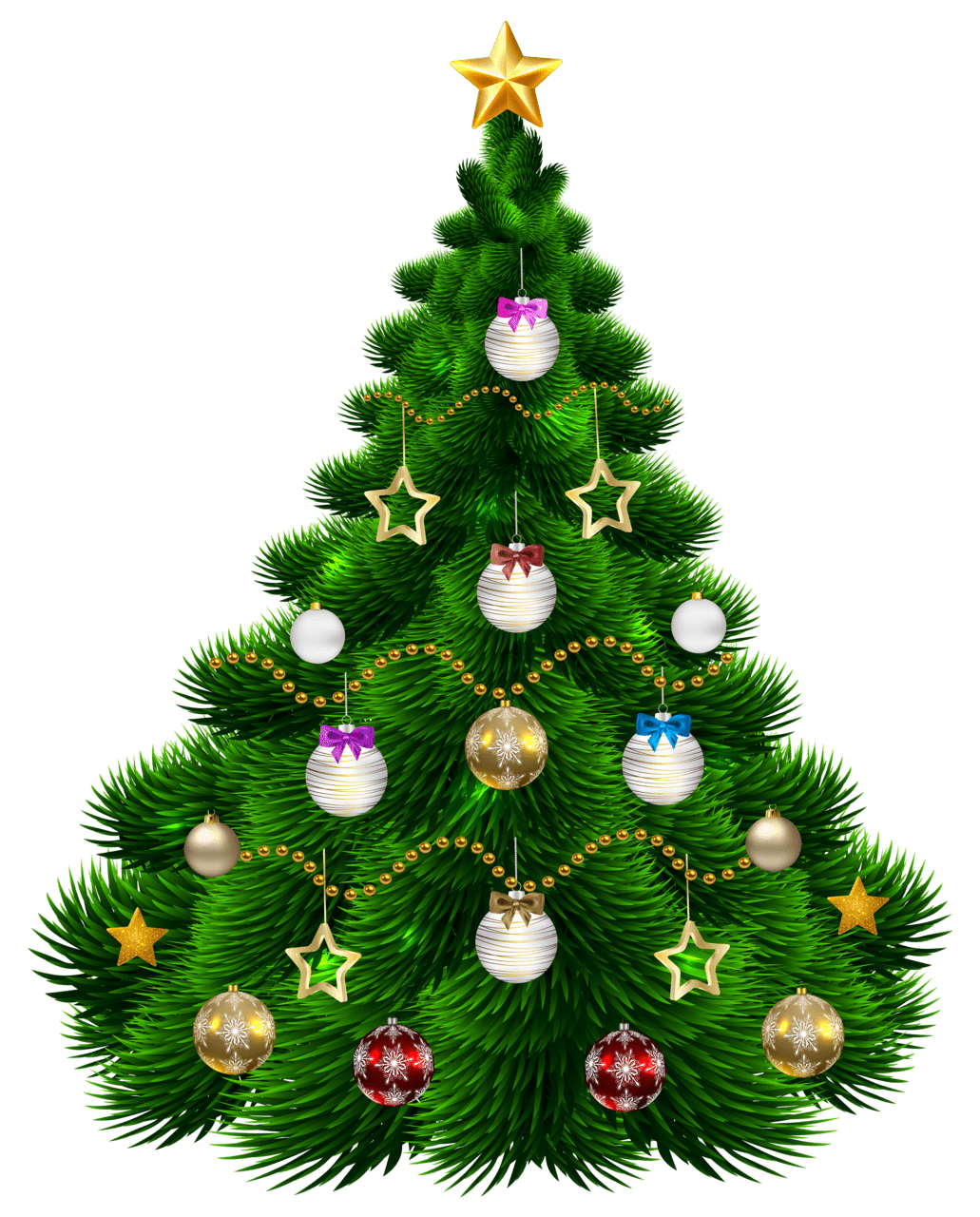 Beautiful christmas tree with ornaments clipart image