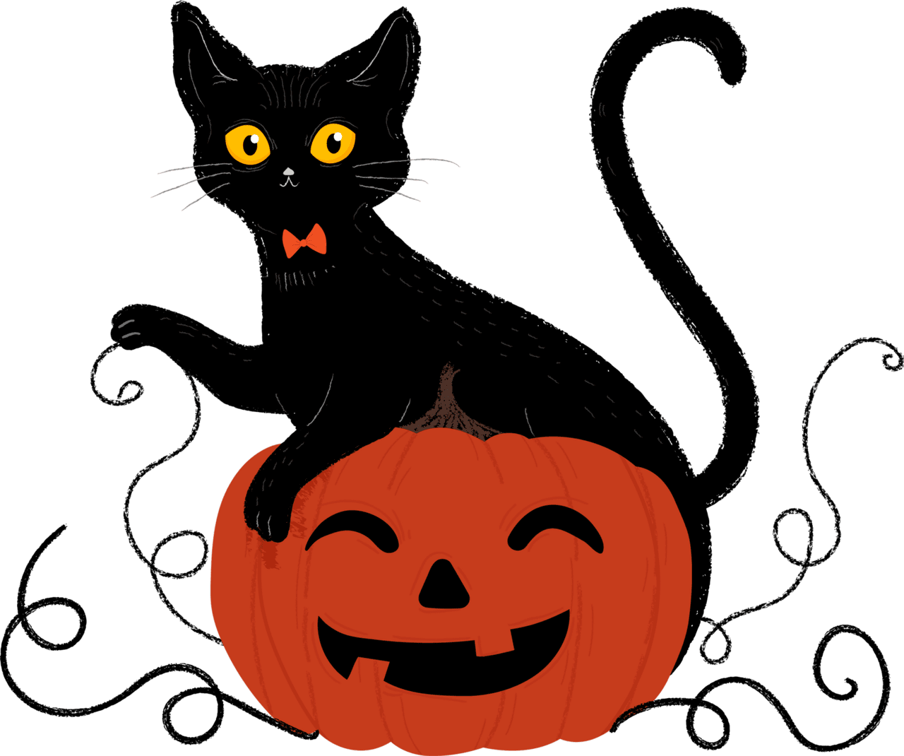 Halloween scary black cat clipart background