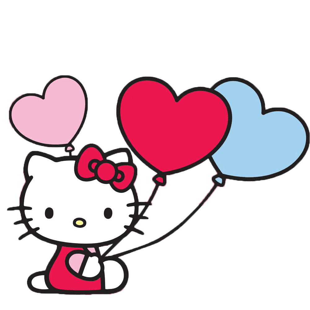 Cat hello kitty with balloons stic clipart picture