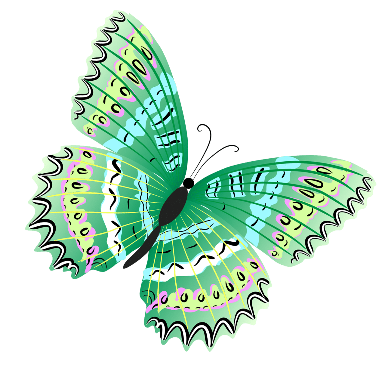 Green butterfly clipart background