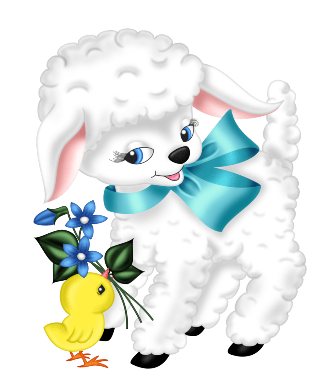 Easter lamb and chicken clipart picture