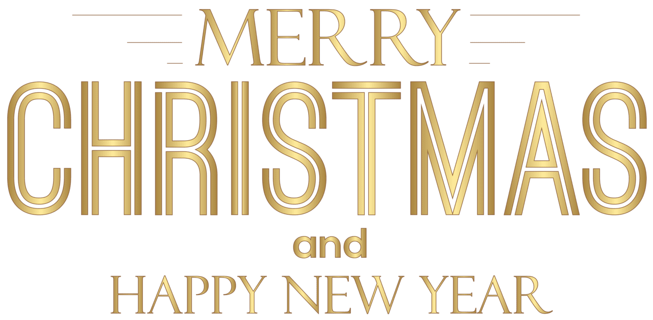 Merry christmas and happy new year text clipart transparent